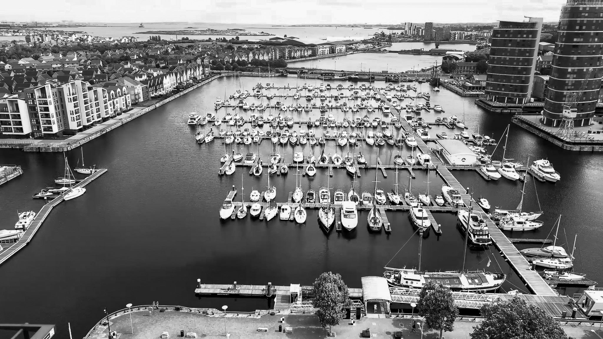Medway Marina Canvas B/W